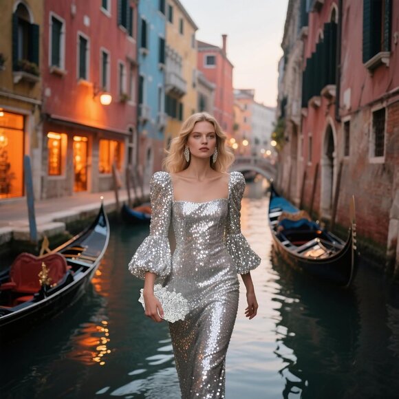 ⚡ Women's Rhinestone Sparkly Handmade Glitter Diamond Flower Silver Clutch Bag - Picture 6 of 6